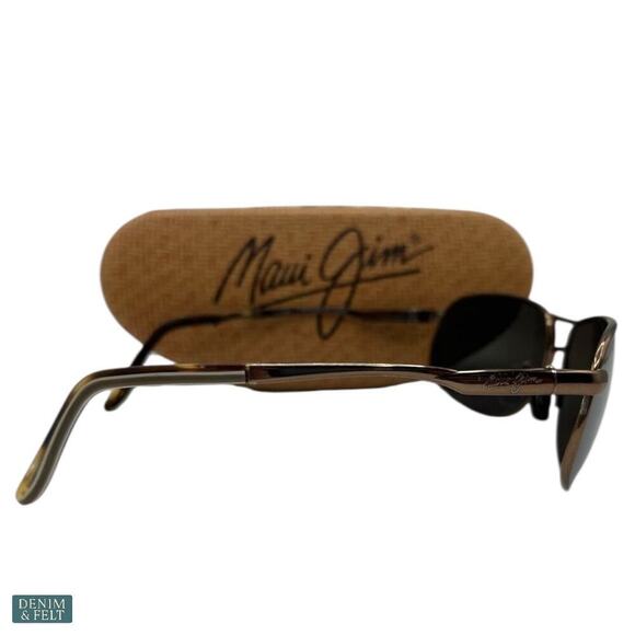 😎 Maui Jim Bayfront Aviator Sunglasses Gloss Brown HCL Bronze Polarized - Picture 10 of 14